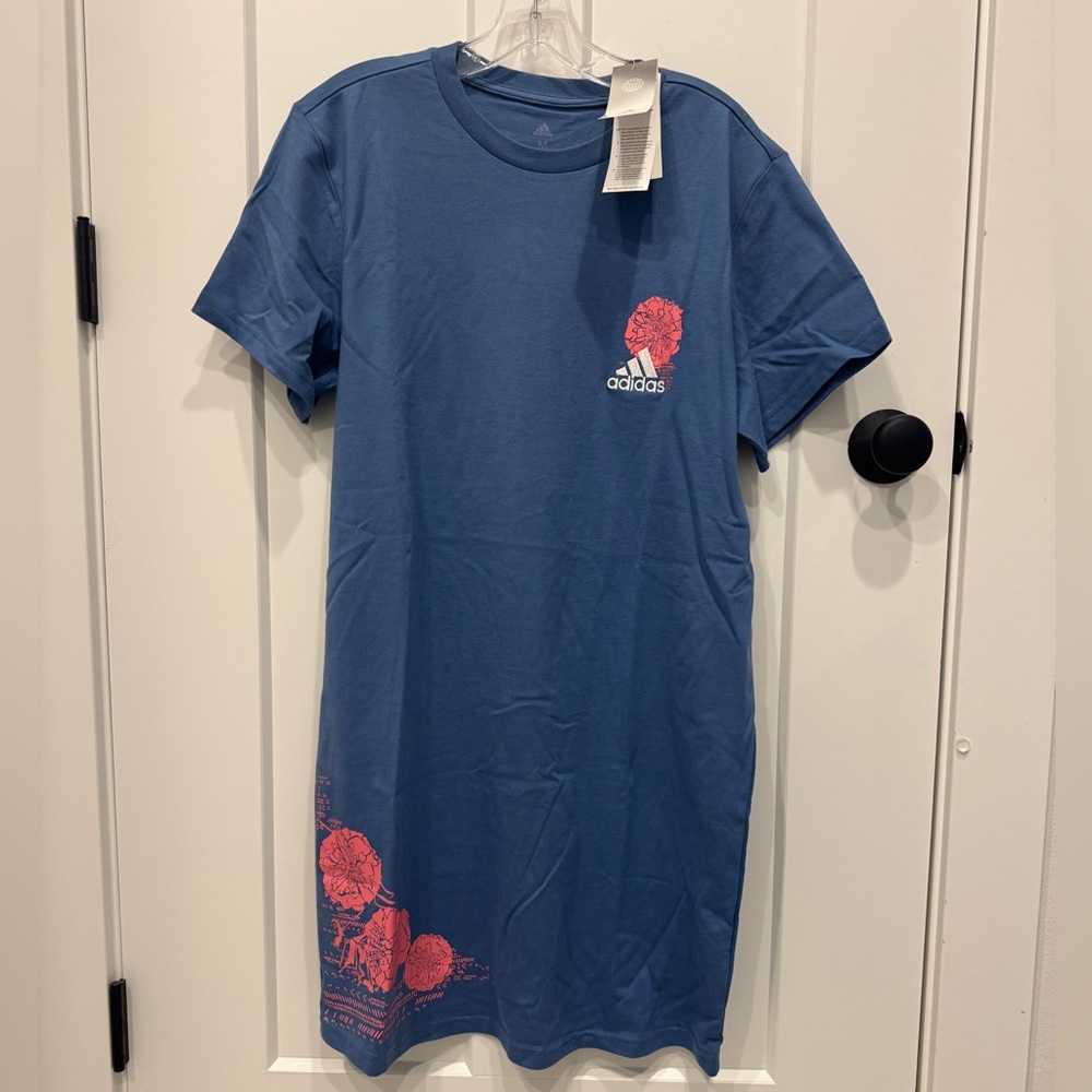Adidas Women’s Floral Accent Blue Tee Dress